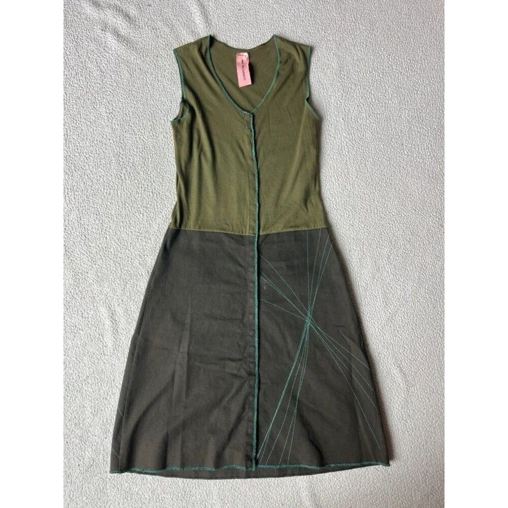 Nancy Giallombardo Green Midi Two Toned Dress Womens Small